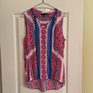 12th Tribe Sleeveless Tank Top in Red, Blue & White